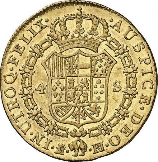 Rewers monety - 4 escudo 1773 M PJ - cena złotej monety - Hiszpania, Karol III
