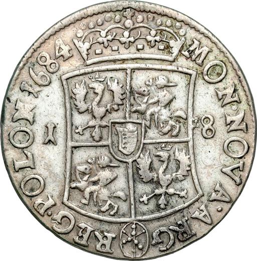 Reverso Ort (18 groszy) 1684 TLB "Escudo cóncavo" - valor de la moneda de plata - Polonia, Juan III Sobieski