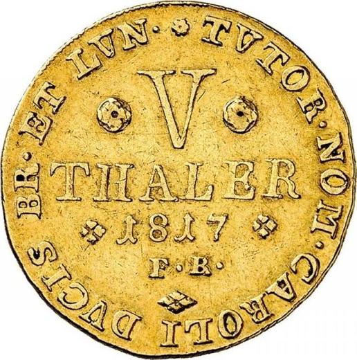 Reverso 5 táleros 1817 FR - valor de la moneda de oro - Brunswick-Wolfenbüttel, Carlos II