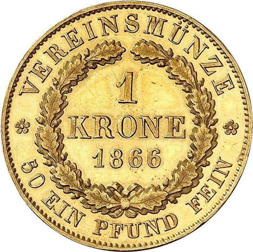 Rewers monety - 1 krone 1866 - cena złotej monety - Bawaria, Ludwik II