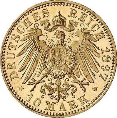 Реверс монеты - 10 марок 1897 года A "Пруссия" - цена золотой монеты - Германия, Германская Империя