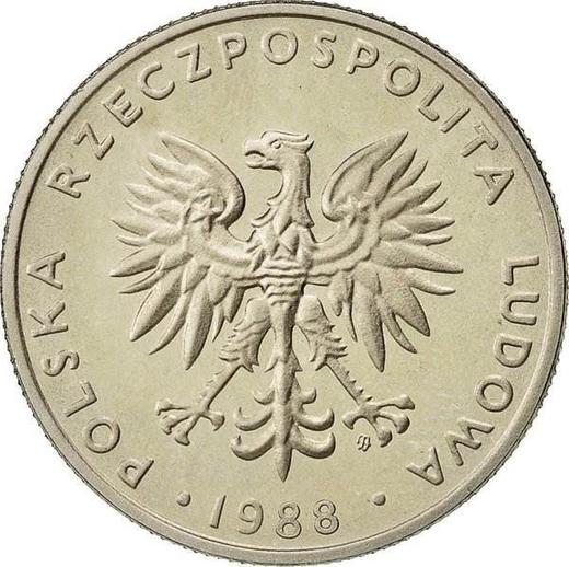 Anverso 20 eslotis 1988 MW - valor de la moneda  - Polonia, República Popular