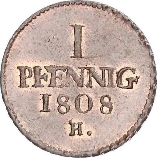 Реверс монеты - 1 пфенниг 1808 года H - цена  монеты - Саксония-Альбертина, Фридрих Август I