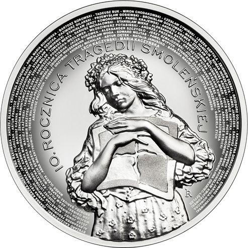 Reverso 10 eslotis 2020 "10 aniversario de la catástrofe aérea de Smolensk" - valor de la moneda de plata - Polonia, República moderna