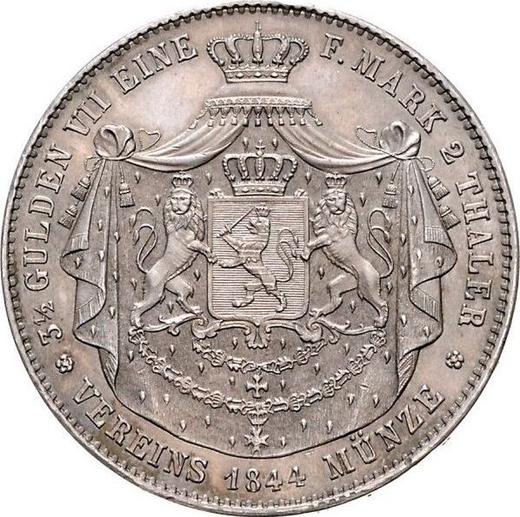 Reverso 2 táleros 1844 - valor de la moneda de plata - Hesse-Darmstadt, Luis II