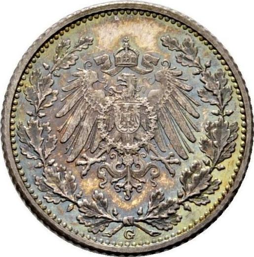 Reverso Medio marco 1905 G "Tipo 1905-1919" - valor de la moneda de plata - Alemania, Imperio alemán