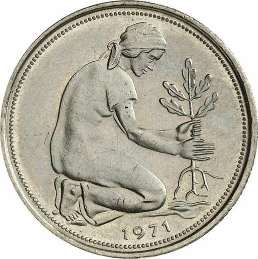 Реверс монеты - 50 пфеннигов 1971 года D - цена  монеты - Германия, ФРГ