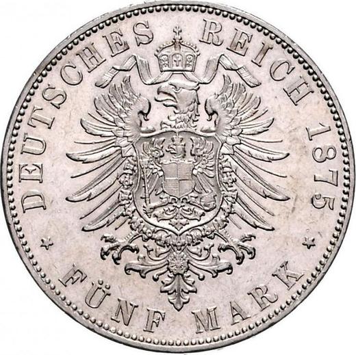 Reverse 5 Mark 1876 G "Baden" Inscription "BΛDEN" - Silver Coin Value - Germany, German Empire