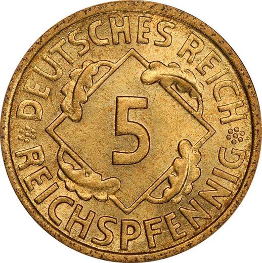 Аверс монеты - 5 рейхспфеннигов 1935 года F - цена  монеты - Германия, Bеймарская республика