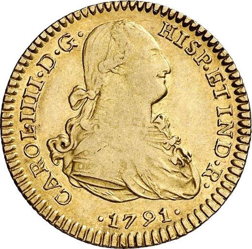 Аверс монеты - 2 эскудо 1791 года Mo FM - цена золотой монеты - Мексика, Карл IV