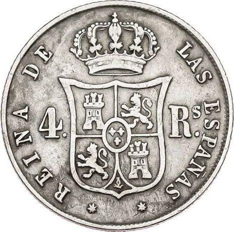 Reverso 4 reales 1862 Estrellas de siete puntas - valor de la moneda de plata - España, Isabel II