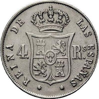 Reverso 4 reales 1852 Estrellas de siete puntas - valor de la moneda de plata - España, Isabel II