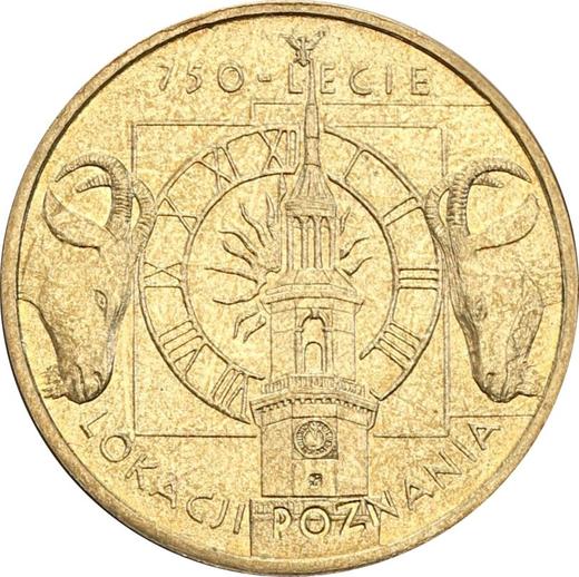 Reverso 2 eslotis 2003 MW UW "750 aniversario de Poznan" - valor de la moneda  - Polonia, República moderna
