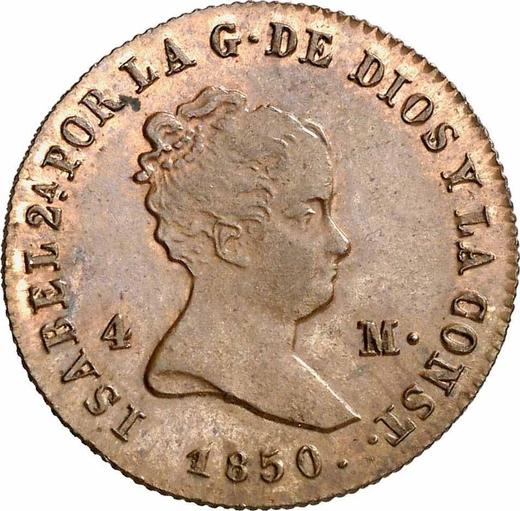 Anverso 4 maravedíes 1850 Ja - valor de la moneda  - España, Isabel II
