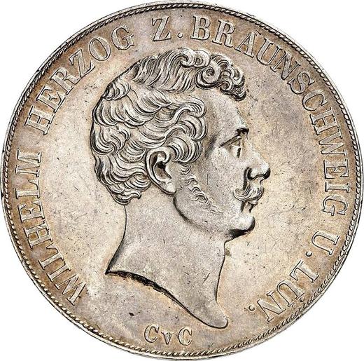 Аверс монеты - 2 талера 1842 года CvC - цена серебряной монеты - Брауншвейг-Вольфенбюттель, Вильгельм