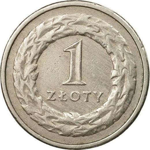 Rewers monety - 1 złoty 1990 MW - cena  monety - Polska, III RP po denominacji