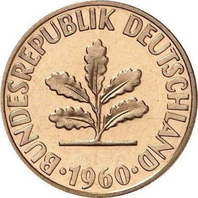 Реверс монеты - 2 пфеннига 1960 года G - цена  монеты - Германия, ФРГ