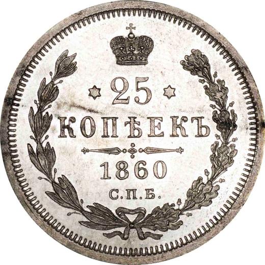 Rewers monety - 25 kopiejek 1860 СПБ ФБ Waga 6,00 gr. - cena srebrnej monety - Rosja, Aleksander II