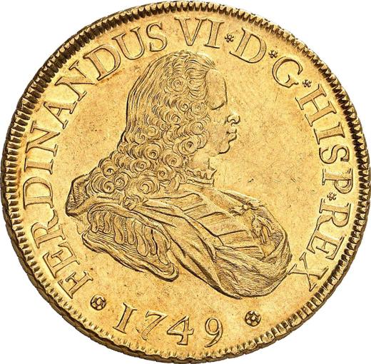 Anverso 8 escudos 1749 M JB - valor de la moneda de oro - España, Fernando VI