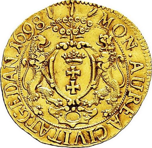 Реверс монеты - Дукат 1698 года "Гданьский" Большой портрет - цена золотой монеты - Польша, Август II Сильный