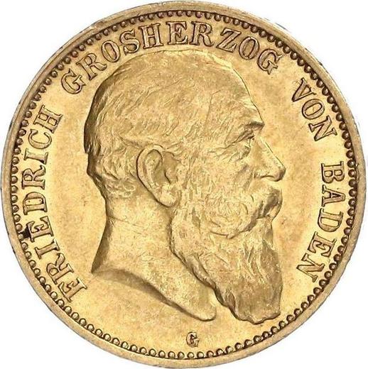 Аверс монеты - 10 марок 1903 года G "Баден" - цена золотой монеты - Германия, Германская Империя