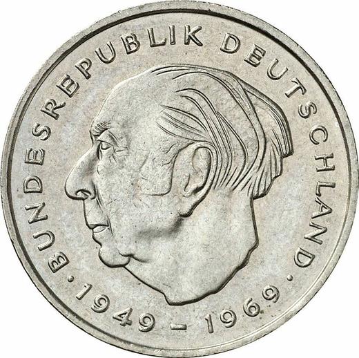 Аверс монеты - 2 марки 1970 года J "Теодор Хойс" - цена  монеты - Германия, ФРГ