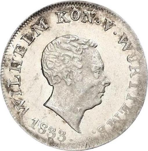 Anverso 6 Kreuzers 1833 - valor de la moneda de plata - Wurtemberg, Guillermo I