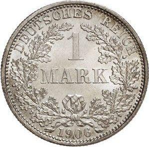 Аверс монеты - 1 марка 1906 года F "Тип 1891-1916" - цена серебряной монеты - Германия, Германская Империя