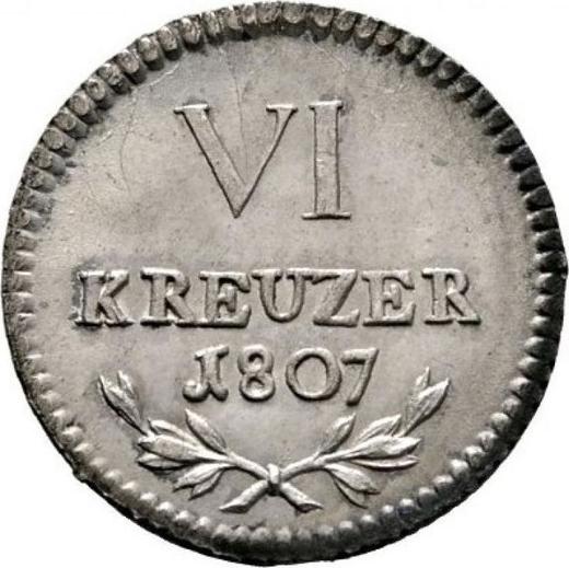Реверс монеты - 6 крейцеров 1807 года - цена серебряной монеты - Баден, Карл Фридрих