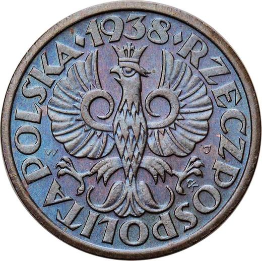 Аверс монеты - 1 грош 1938 года WJ - цена  монеты - Польша, II Республика