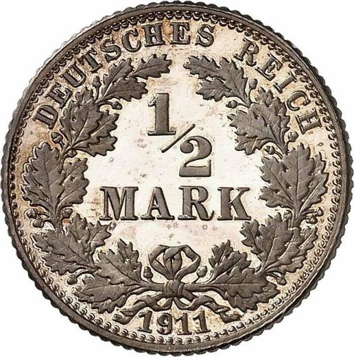 Obverse 1/2 Mark 1911 E "Type 1905-1919" - Silver Coin Value - Germany, German Empire