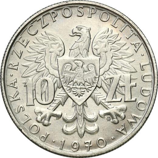 Реверс монеты - Пробные 10 злотых 1970 года MW "Мы были - Мы есть - Мы будем" Никель - цена  монеты - Польша, Народная Республика