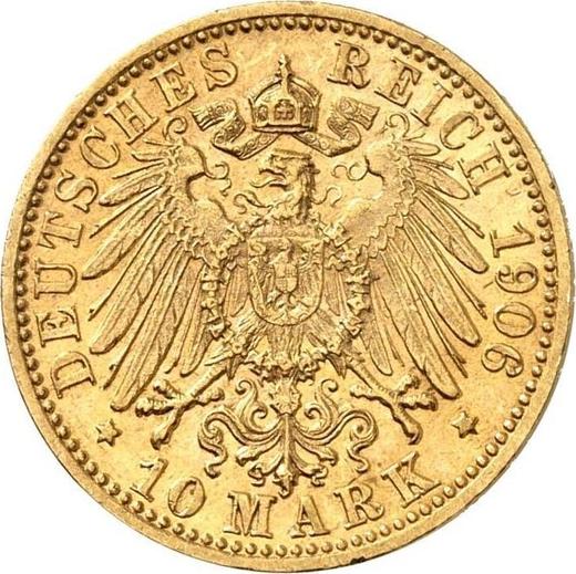 Реверс монеты - 10 марок 1906 года F "Вюртемберг" - цена золотой монеты - Германия, Германская Империя