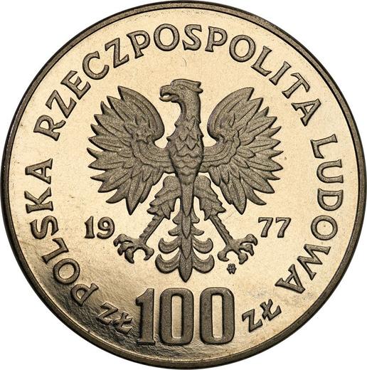 Аверс монеты - Пробные 100 злотых 1977 года MW "Королевский замок на Вавеле" Никель - цена  монеты - Польша, Народная Республика