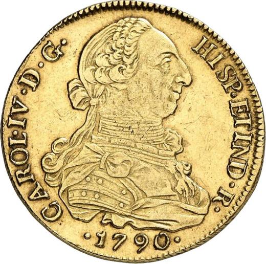 Аверс монеты - 8 эскудо 1790 года So DA - цена золотой монеты - Чили, Карл IV