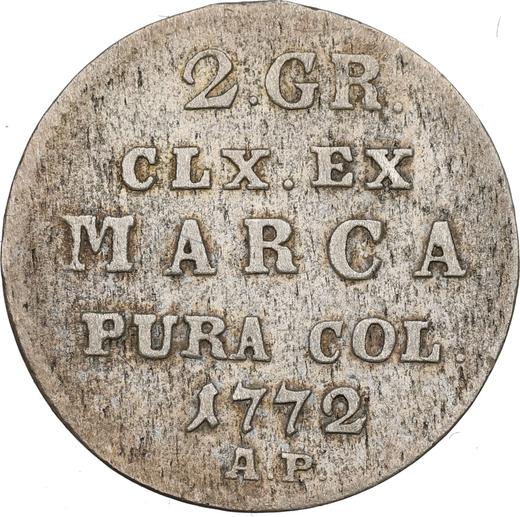 Rewers monety - Półzłotek (2 grosze) 1772 AP - cena srebrnej monety - Polska, Stanisław II August