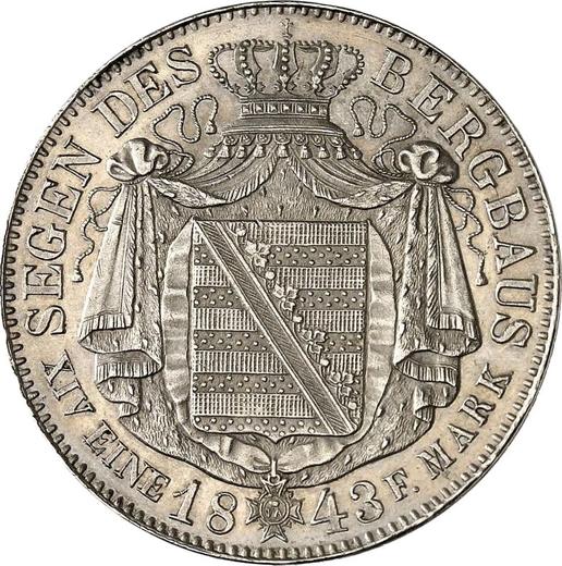 Reverse Thaler 1843 G "Mining" - Silver Coin Value - Saxony-Albertine, Frederick Augustus II