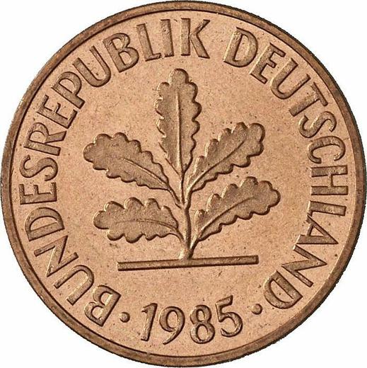 Реверс монеты - 2 пфеннига 1985 года G - цена  монеты - Германия, ФРГ