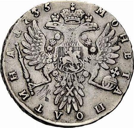 Reverse Poltina 1735 "Type 1735" Without a pendant on the chest - Silver Coin Value - Russia, Anna Ioannovna