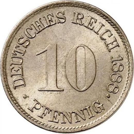 Аверс монеты - 10 пфеннигов 1888 года F "Тип 1873-1889" - цена  монеты - Германия, Германская Империя