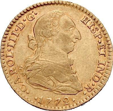 Аверс монеты - 2 эскудо 1772 года Mo FM - цена золотой монеты - Мексика, Карл III