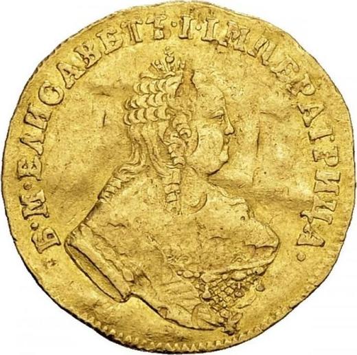 Аверс монеты - Червонец (Дукат) 1753 года "Орел на реверсе" "ФЕВР. 5" - цена золотой монеты - Россия, Елизавета