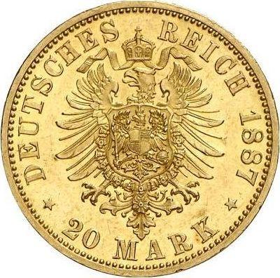 Reverso 20 marcos 1887 A "Sajonia-Altemburgo" - valor de la moneda de oro - Alemania, Imperio alemán