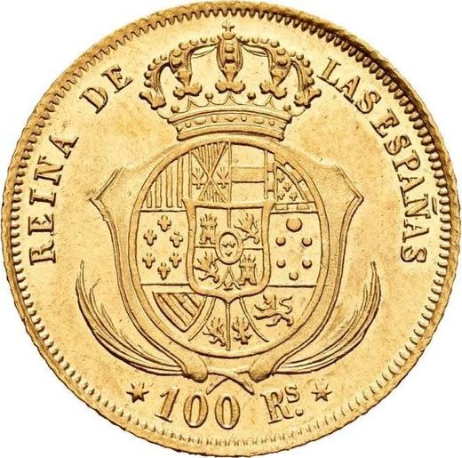 Реверс монеты - 100 реалов 1855 года "Тип 1851-1855" Шестиконечные звёзды - цена золотой монеты - Испания, Изабелла II