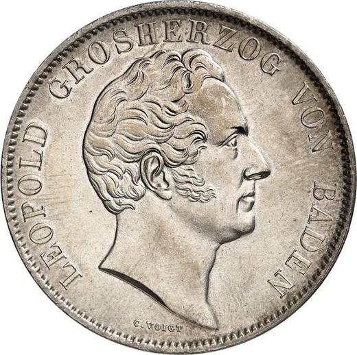 Аверс монеты - 2 талера 1841 года - цена серебряной монеты - Баден, Леопольд