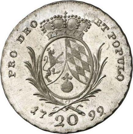 Rewers monety - 20 krajcarow 1799 - cena srebrnej monety - Bawaria, Maksymilian I
