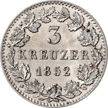 Реверс монеты - 3 крейцера 1852 года - цена серебряной монеты - Бавария, Максимилиан II