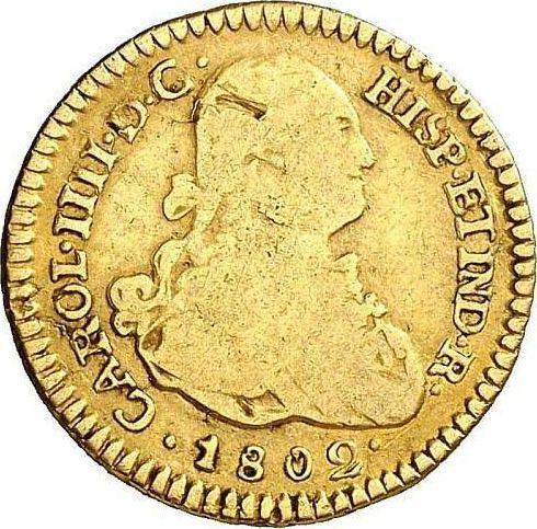 Obverse 1 Escudo 1802 PTS PP - Gold Coin Value - Bolivia, Charles IV