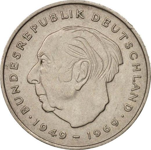 Аверс монеты - 2 марки 1970 года D "Теодор Хойс" - цена  монеты - Германия, ФРГ