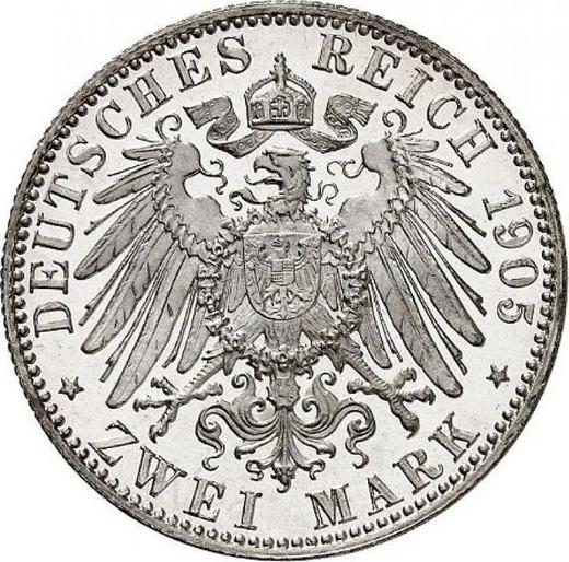 Реверс монеты - 2 марки 1905 года D "Бавария" - цена серебряной монеты - Германия, Германская Империя